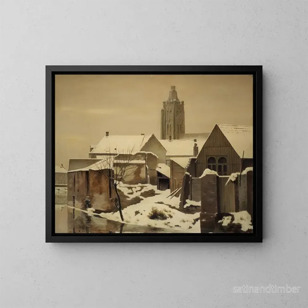 Reproduktion av målningen Vue d'Oudenaarde sous la neige - Edmond Van de Vyvere