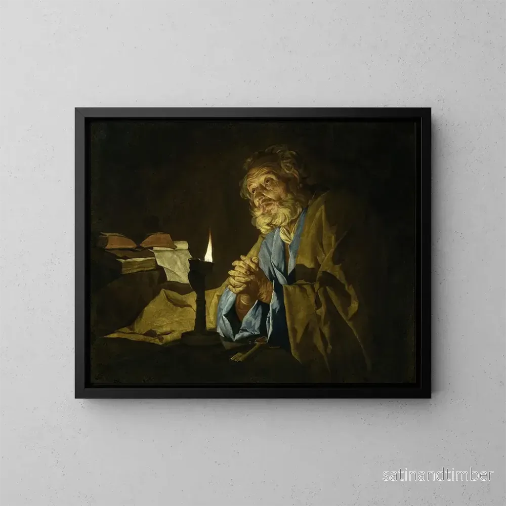 Reproduktion av målningen av Saint Pierre en prière - Matthias Stom