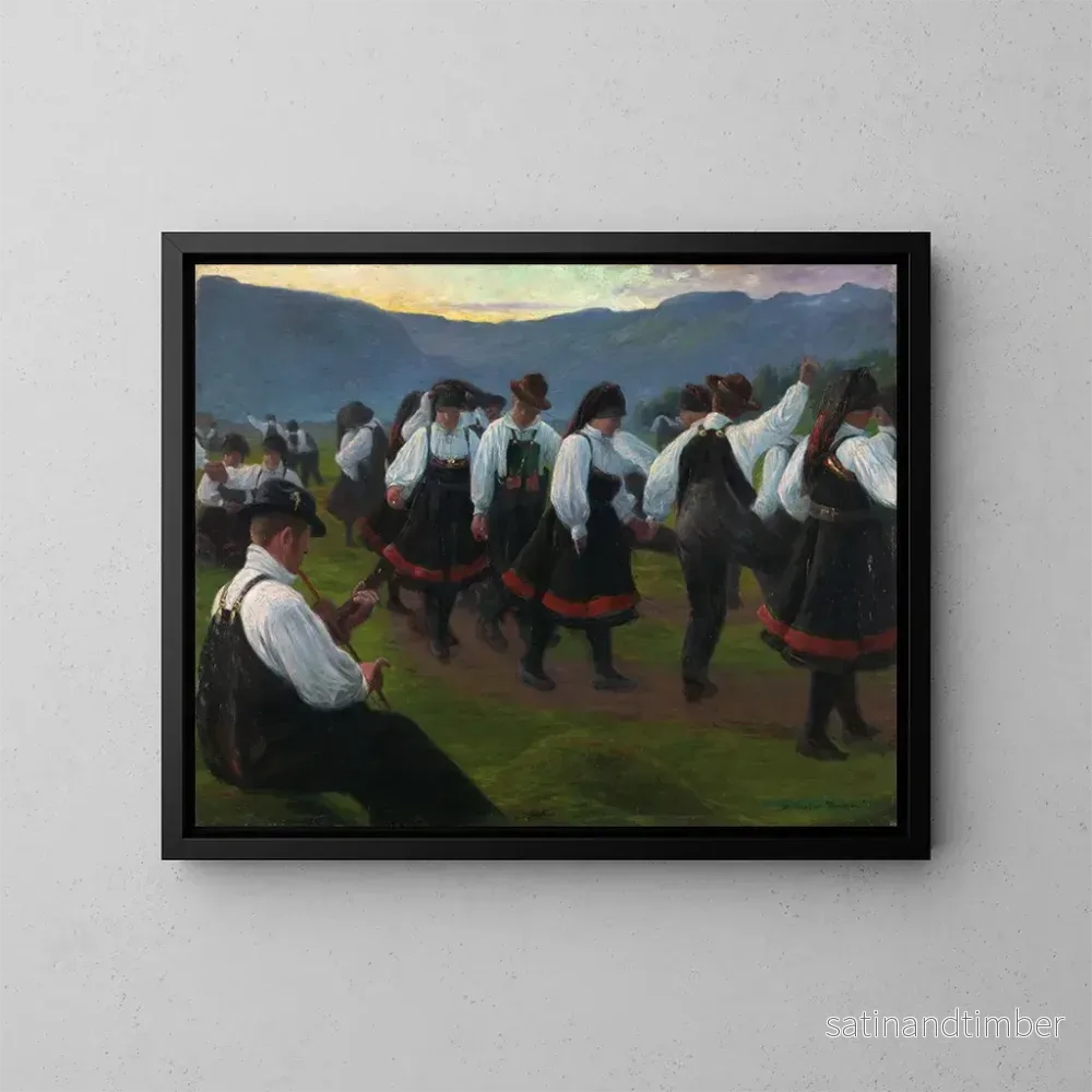 Reproduktion av målningen Dans i Setesdal - Gustav Wentzel