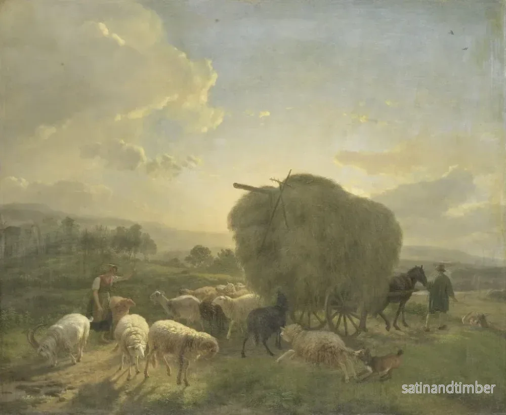 Reproduktion av målningen Landskapsmålning med får och en hövagn - Balthasar Paul Ommeganck - Bild 2