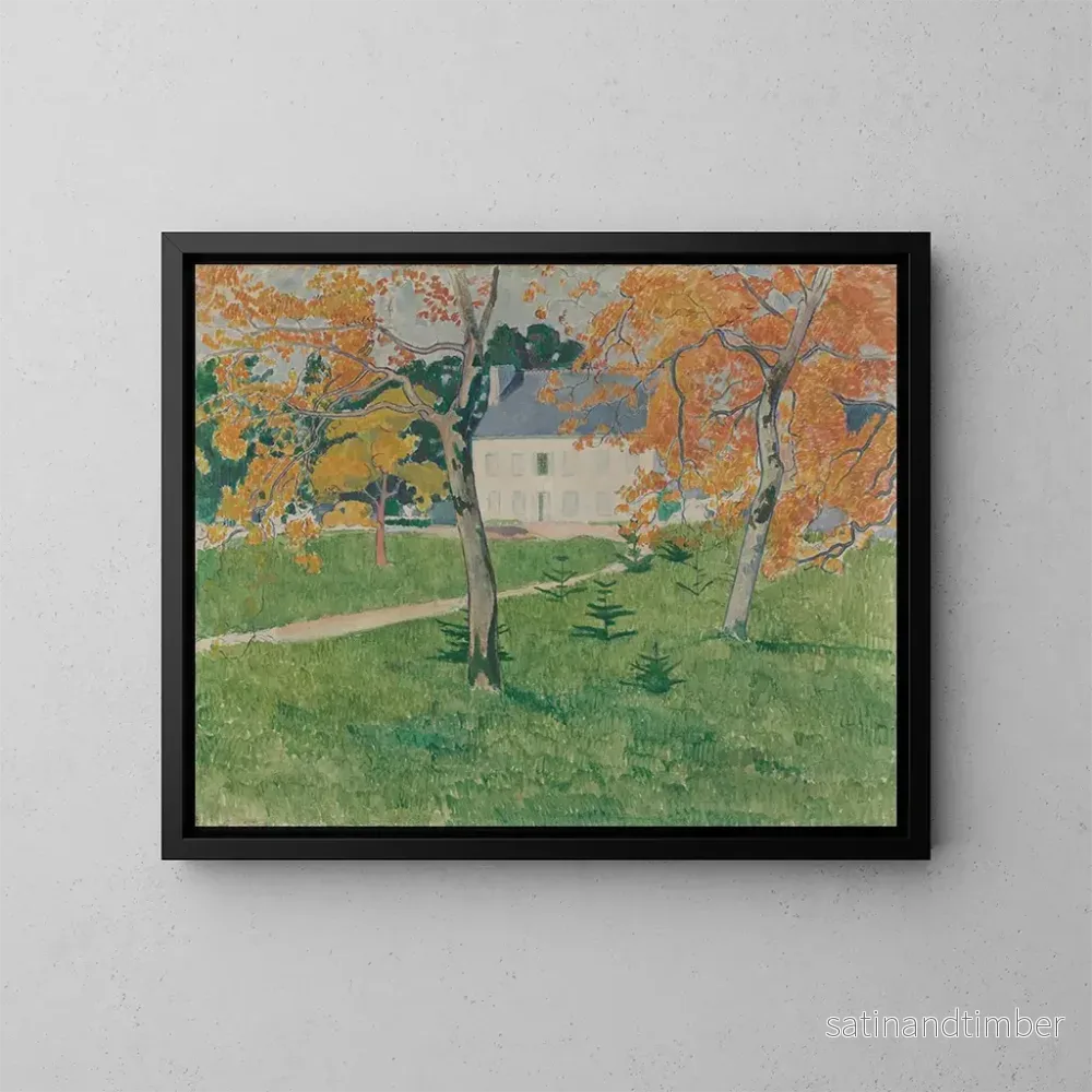 Reproduktion av målningen av huset bland träden i Pont-Aven - Émile Bernard