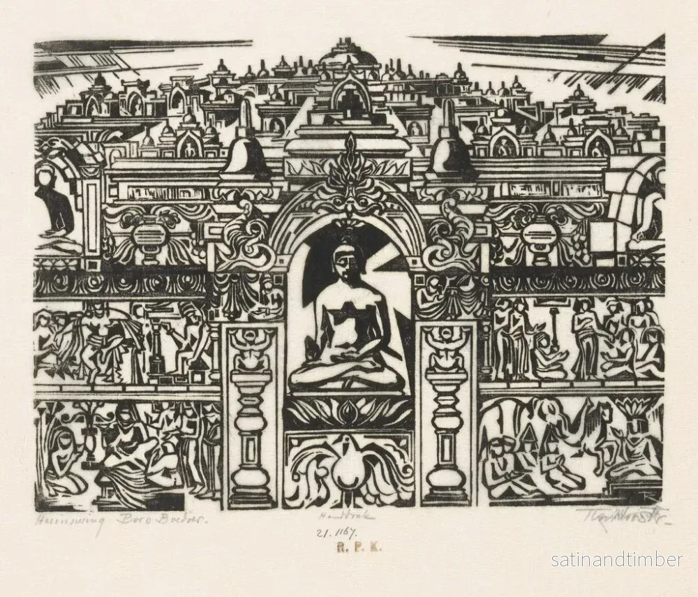 Reproduktion av målningen Vue latérale du Borobudur - Johannes Frederik Engelbert ten Klooster - Bild 2