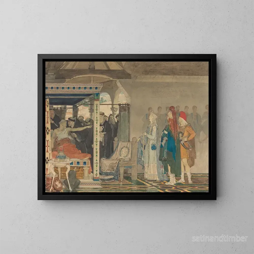 Reproduktion av målningen Frédégonde vid sängen hos Prétextat - Lawrence Alma-Tadema