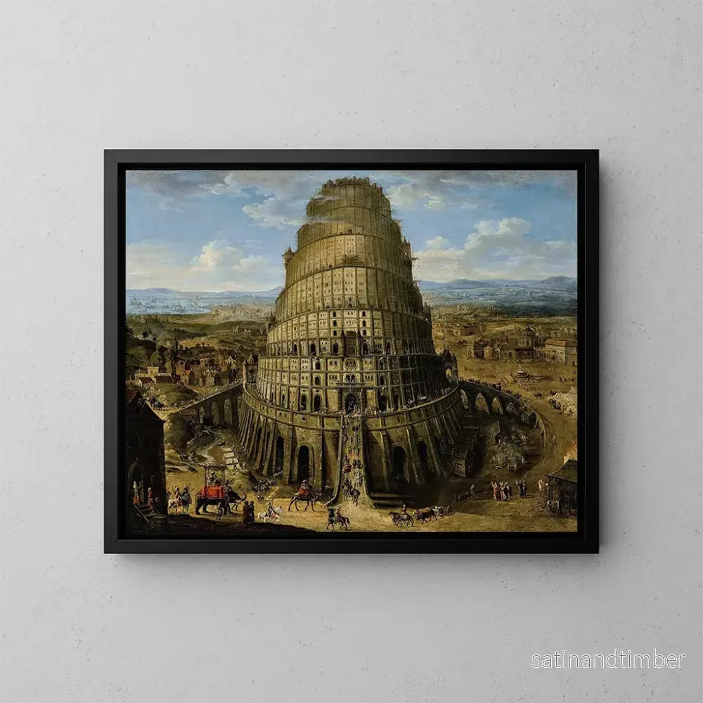 Reproduktion av målningen La Tour de Babel - Flamländsk skola från 1600-talet