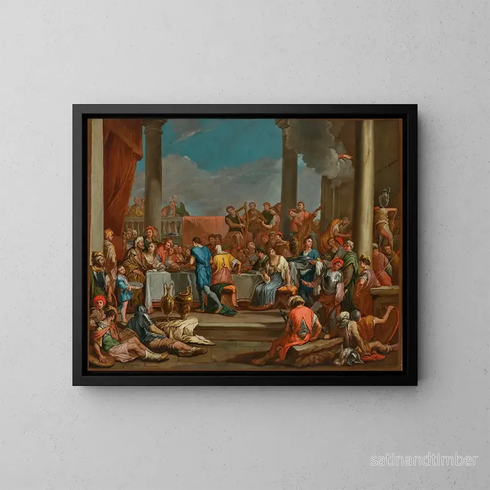 Reproduktion av målningen Le Festin de Balthazar - Giulio Carpioni