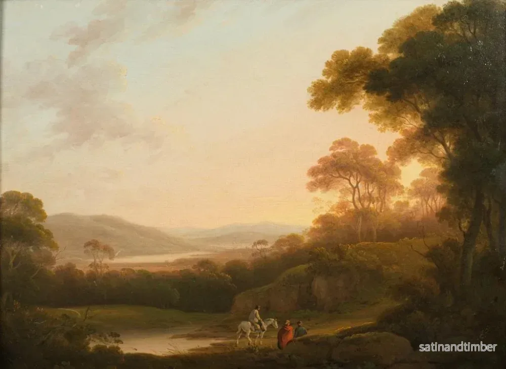 Reproduktion av målningen En italiensk landskap med figurer på en väg - John Rathbone - Bild 2