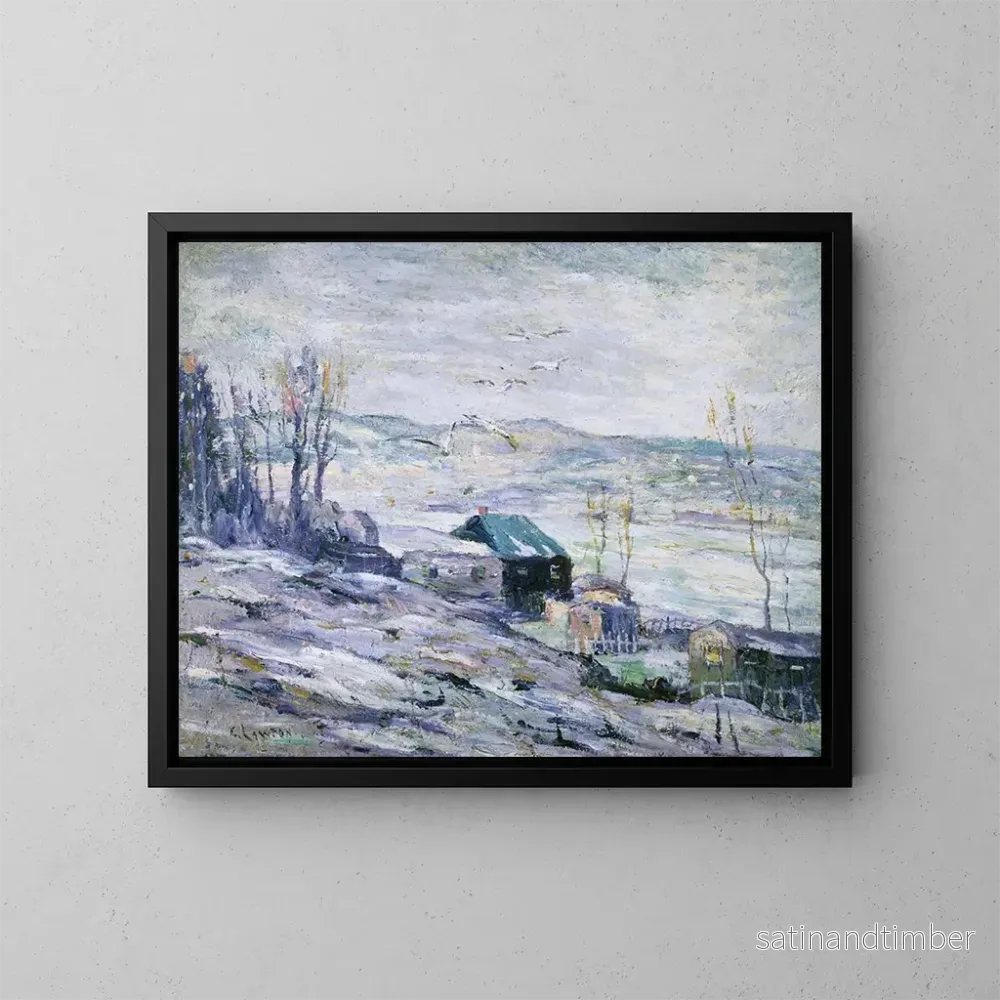 Reproduktion av målningen av en stormig dag vid Bronx-floden - Ernest Lawson