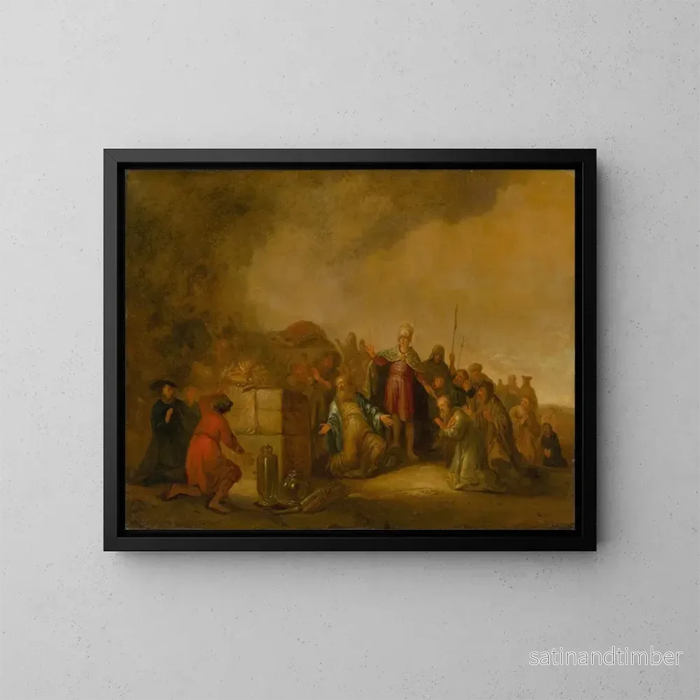 Reproduktion av målningen Le sacrifice d'Élie au dieu Baal sur le mont Carmel - Jacob Willemsz de Wet
