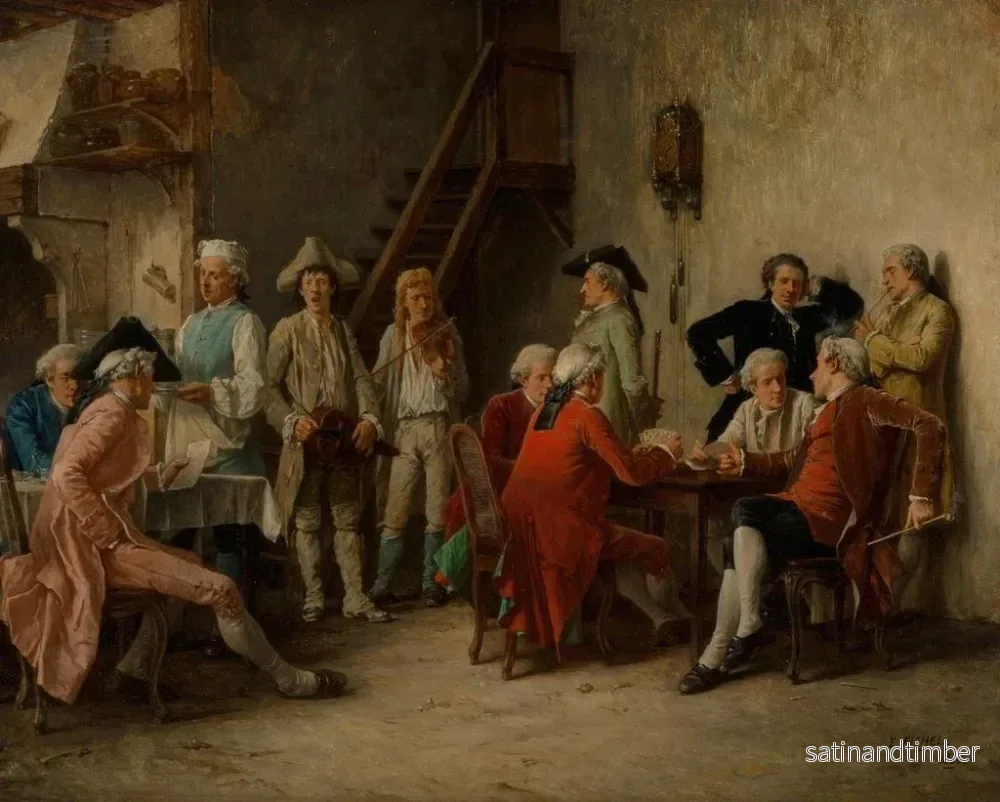 Reproduktion av målningen Troubadours på resa underhållande i en värdshus - Benjamin Eugène Fichel - Bild 2