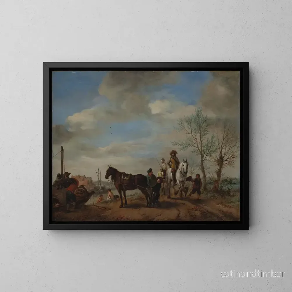 Reproduktion av målningen En man och en kvinna till häst - Philips Wouwerman
