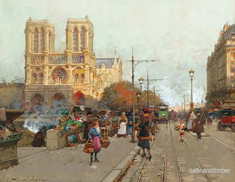 Reproduktion av målningen Notre-Dame de Paris sedd från Quai de Montebello - Eugène Galien-Laloue - Bild 2