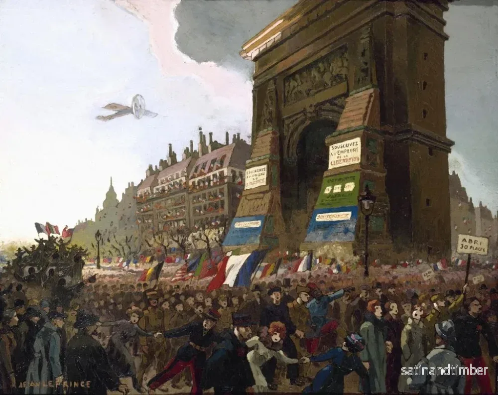 Reproduktion av målningen Le boulevard och porten till Saint-Denis den 11 november 1918 - Jean Le Prince - Bild 2
