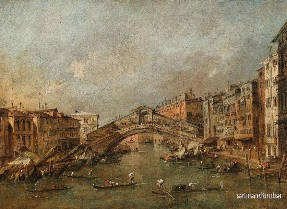 Reproduktion av målningen Le pont du Rialto et la Riva del Vin à Venise - Francesco Guardi - Bild 2