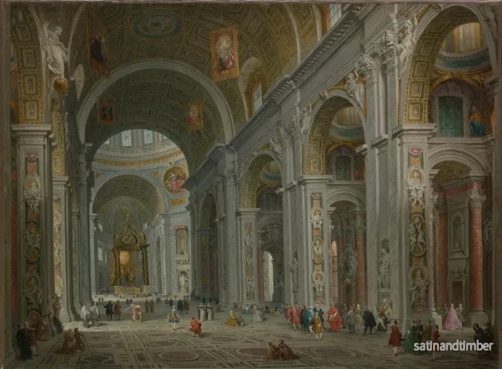 Reproduktion av målningen av interiör av Sankt Peter i Rom - Giovanni Paolo Panini - Bild 2