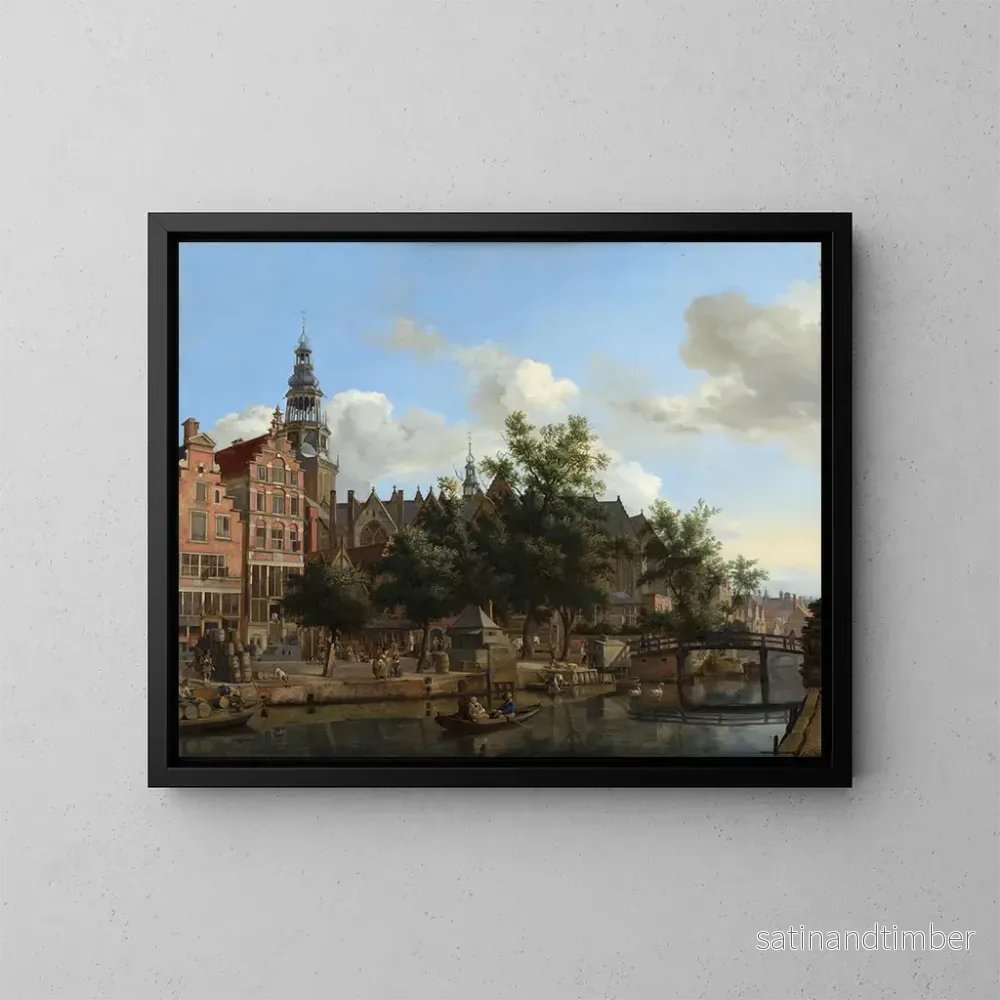 Reproduktion av målningen Vue de l’Oudezijds Voorburgwal avec l’Oude Kerk à Amsterdam – Jan van der Heyden Reproduktion av målningen Vue de l’Oudezijds Voorburgwal avec l’Oude Kerk à Amsterdam – Jan van der Heyden