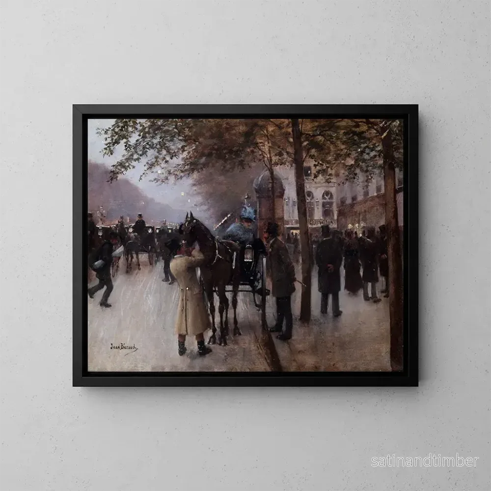 Reproduktion av målningen Le boulevard des Capucines le soir devant le Café Napolitain - Jean Béraud