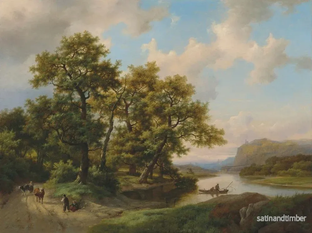 Reproduktion av målningen Båtar på en sjö, sommarlandskap - Marinus Adrianus Koekkoek - Bild 2