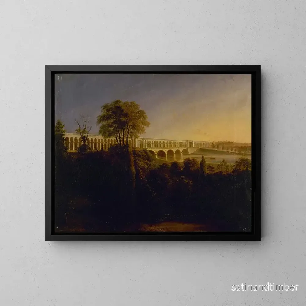 Reproduktion av målningen Le Pont du Point-du-Jour à Auteuil - François-Edme Ricois