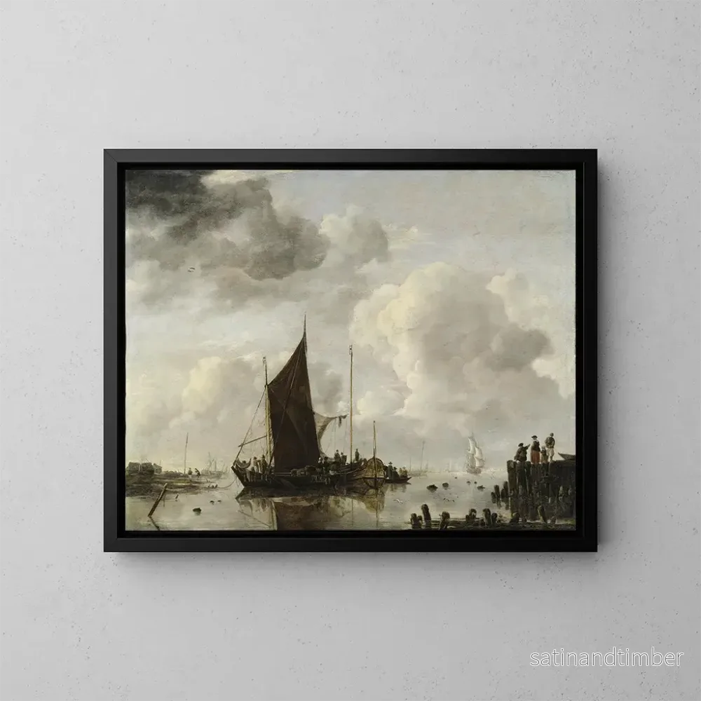 Reproduktion av målningen Scen av hamn med reflekterande vatten - Jan van de Cappelle