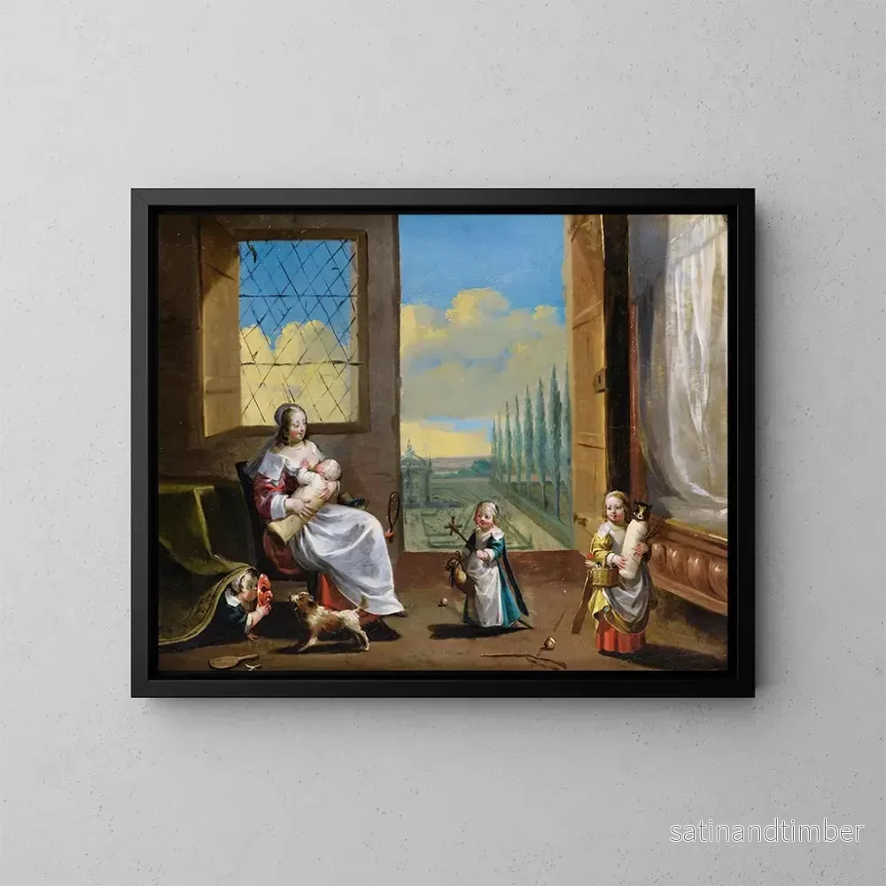 Reproduktion av målningen L'allégorie de l'enfance - Charles Le Brun