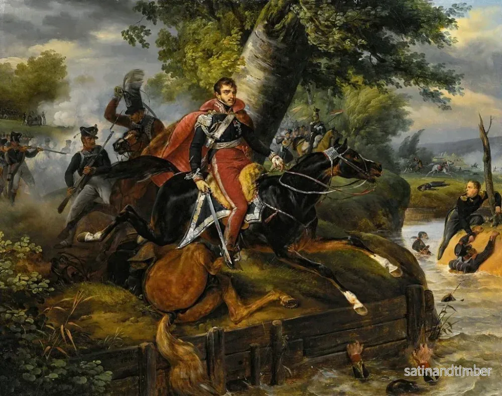 Reproduktion av målningen av prins Poniatowskis död den 19 oktober 1813 - Horace Vernet - Bild 2