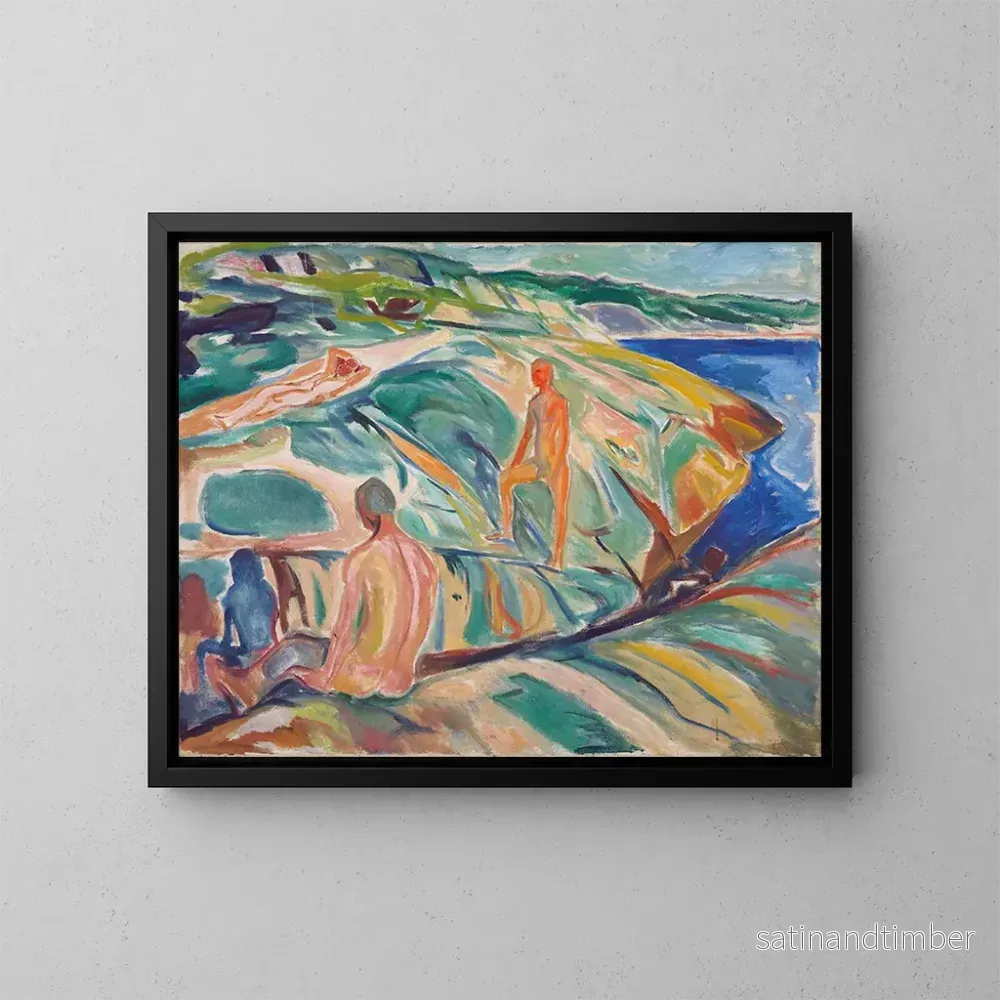 Reproduktion av målningen Män som badar på klippor - Edvard Munch
