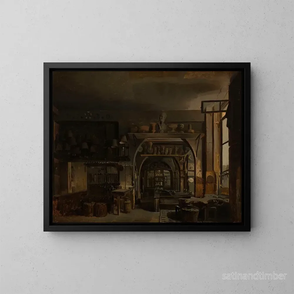Reproduktion av målningen L'atelier de silversmed Odiot 1763-1850 rue Saint-Honoré - François Barthélemy Augustin Desmoulins