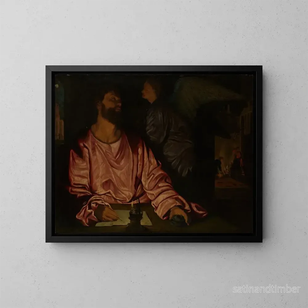 Reproduktion av målningen av Sankt Matteus och ängeln - Giovanni Girolamo Savoldo