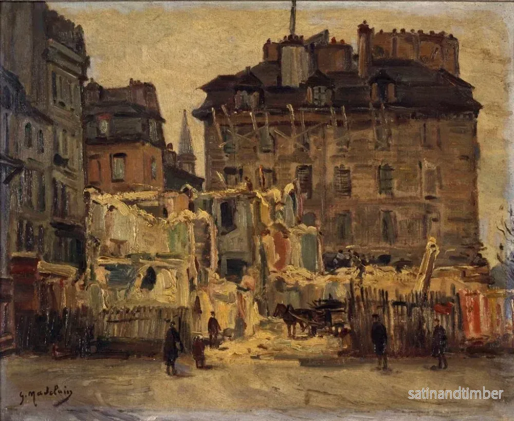 Reproduktion av målningen av Rivning av Hôtel-de-Ville-gatan, hörnet av Nonnains d'Hyres-gatan - Gustave Madelain - Bild 2