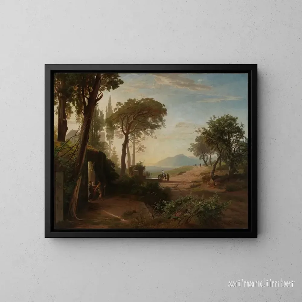 Reproduktion av målningen Le matin, le départ du voyageur vers Jéricho – Johann Wilhelm Schirmer Reproduktion av målningen Le matin, le départ du voyageur vers Jéricho – Johann Wilhelm Schirmer