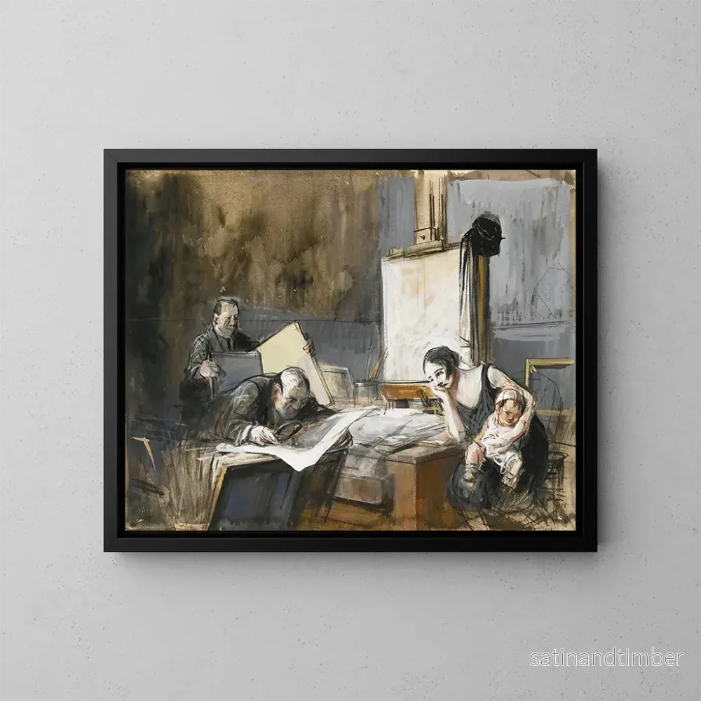 Reproduktion av målningen Le marchand de gravures – Jean-Louis Forain Reproduktion av målningen Le marchand de gravures – Jean-Louis Forain