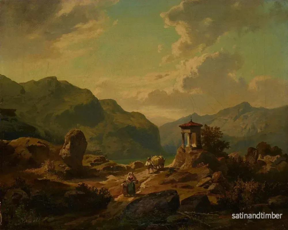 Reproduktion av målningen Landskapsbild av berg med sjö - Carlo Brioschi - Bild 2