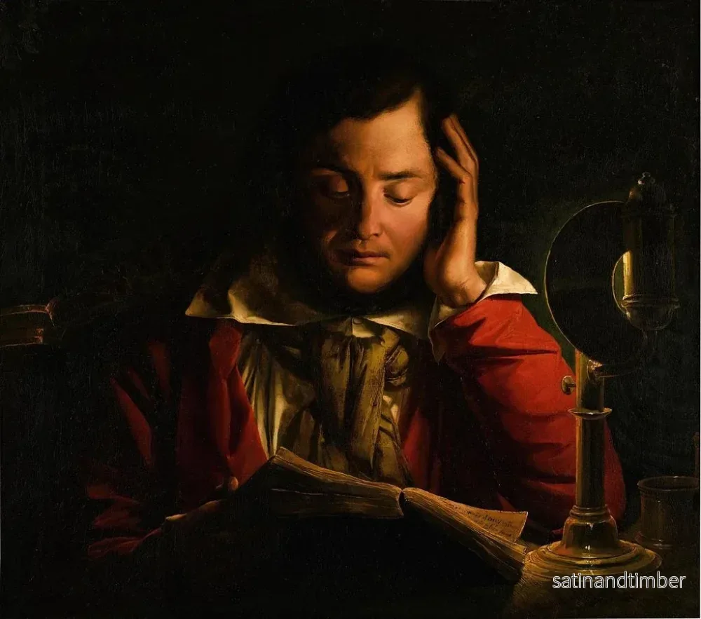 Reproduktion av målningen Porträtt av en lärd i sitt studierum - Cirkel av Joseph Wright of Derby - Bild 2