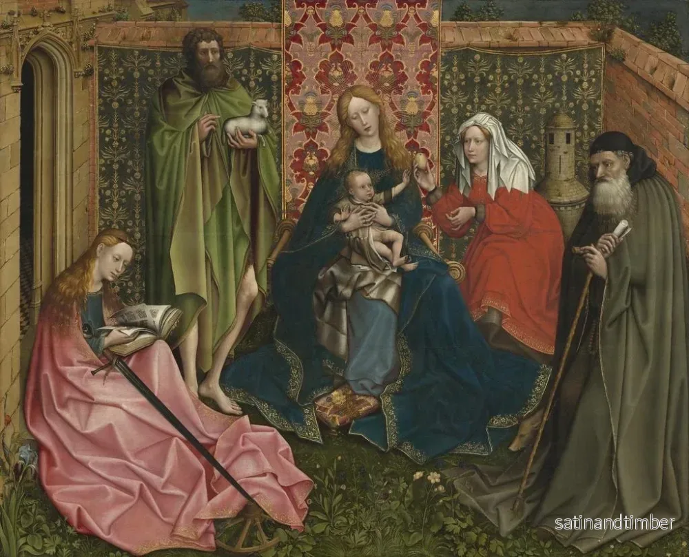 Reproduktion av målningen Vierge à l'Enfant entourée de saints dans le jardin clos - Ecole de Robert Campin - Bild 2