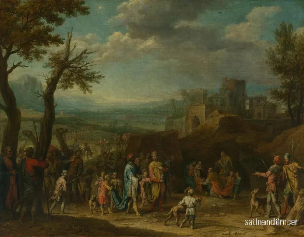 Reproduktion av målningen av Adoration des Rois framför ett vidsträckt landskap - Franz Joachim Beich - Bild 2