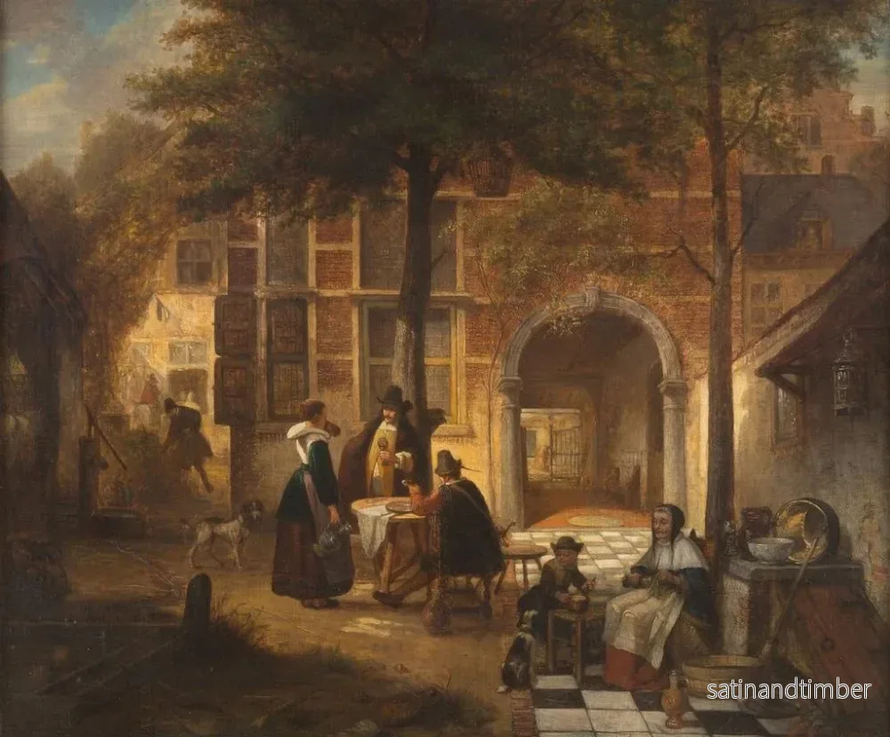 Reproduktion av målningen Société d'Anvers i sommarhagen - Jan August Hendrik Leys - Bild 2