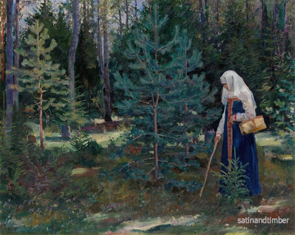 Reproduktion av målningen Svampplockning i skogen - Sergei Arsenevich Vinogradov - Bild 2