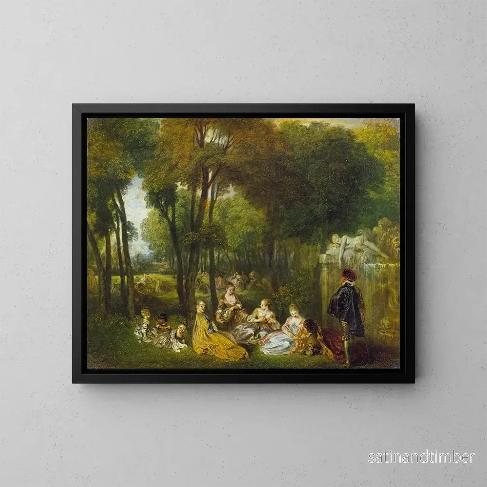 Reproduktion av målningen Les Champs-Élysées - Jean-Antoine Watteau