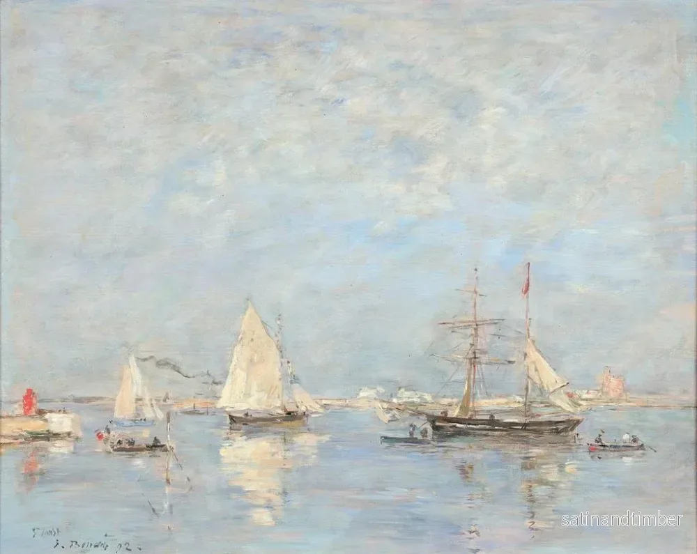 Reproduktion av målningen av utgången av båtar i Saint-Vaast-la-Hougue - Eugène Boudin - Bild 2