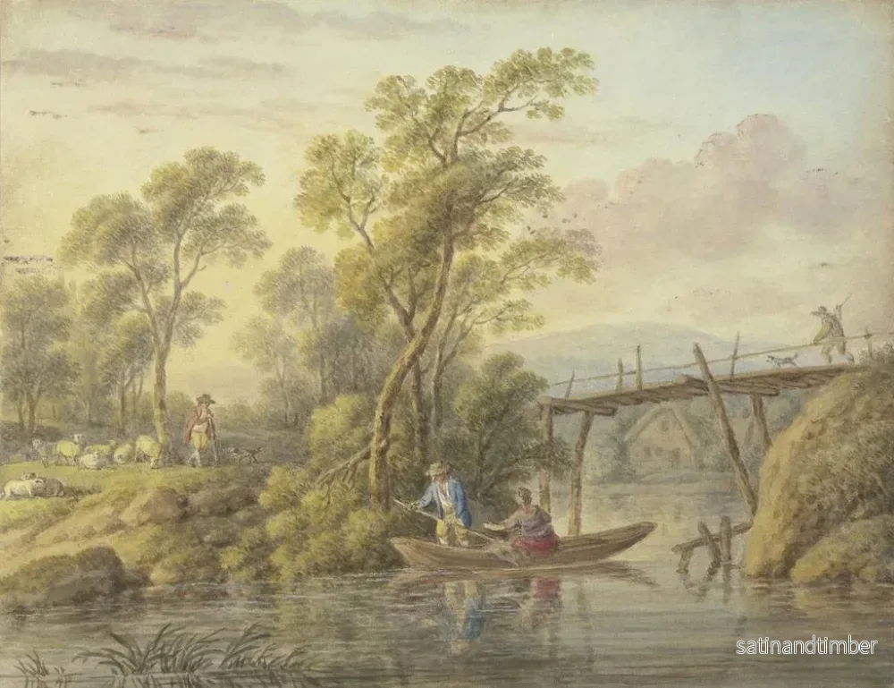 Reproduktion av målningen Landskap med en bäck och en träbro - Carl Philipp Schallhas - Bild 2