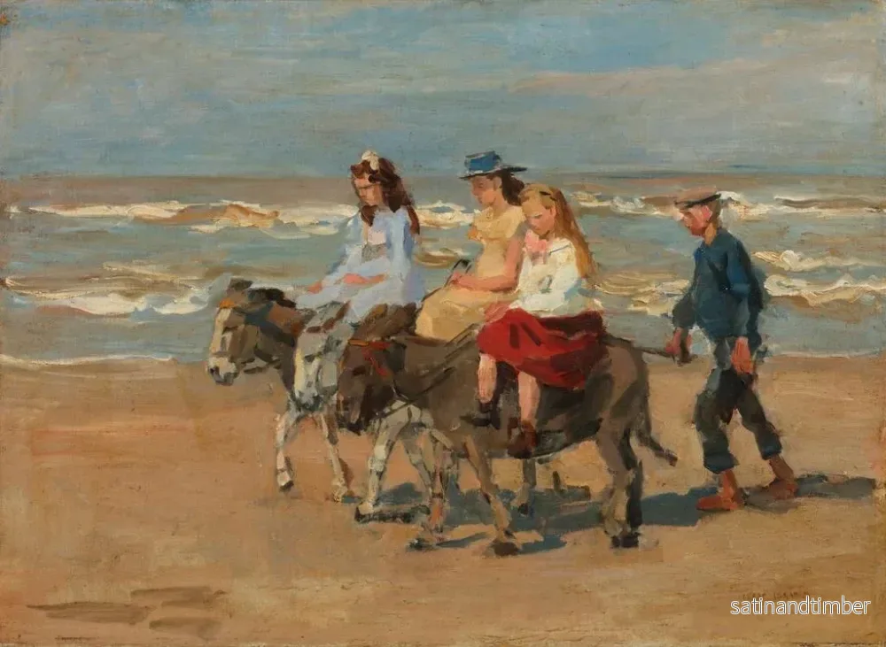 Reproduktion av målningen En ridtur på åsna på Scheveningen-stranden - Isaac Israëls - Bild 2