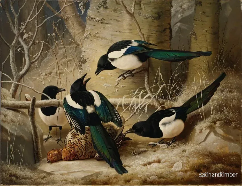 Reproduktion av målningen Pies runt en hona tetraon - Ferdinand von Wright - Bild 2