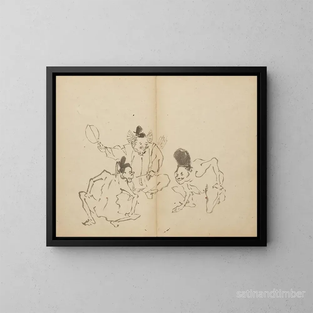 Reproduktion av målningen Match de lutte - Kawanabe Kyōsai