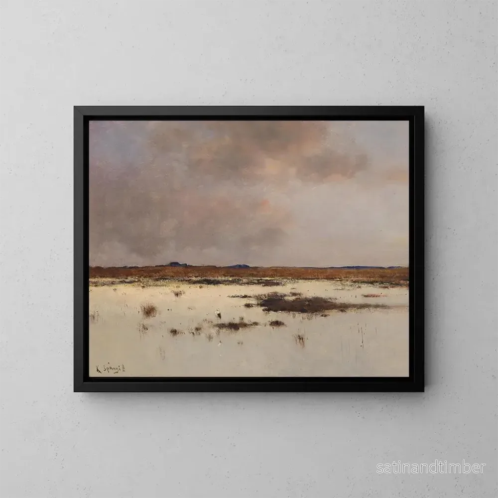 Reproduktion av målningen Atmosfär av kväll på ett flodlandskap - Béla Spányi