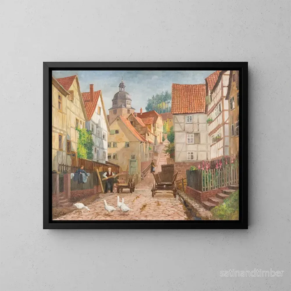 Reproduktion av målningen Allée i den historiska staden Marburg - Karl Armbrust