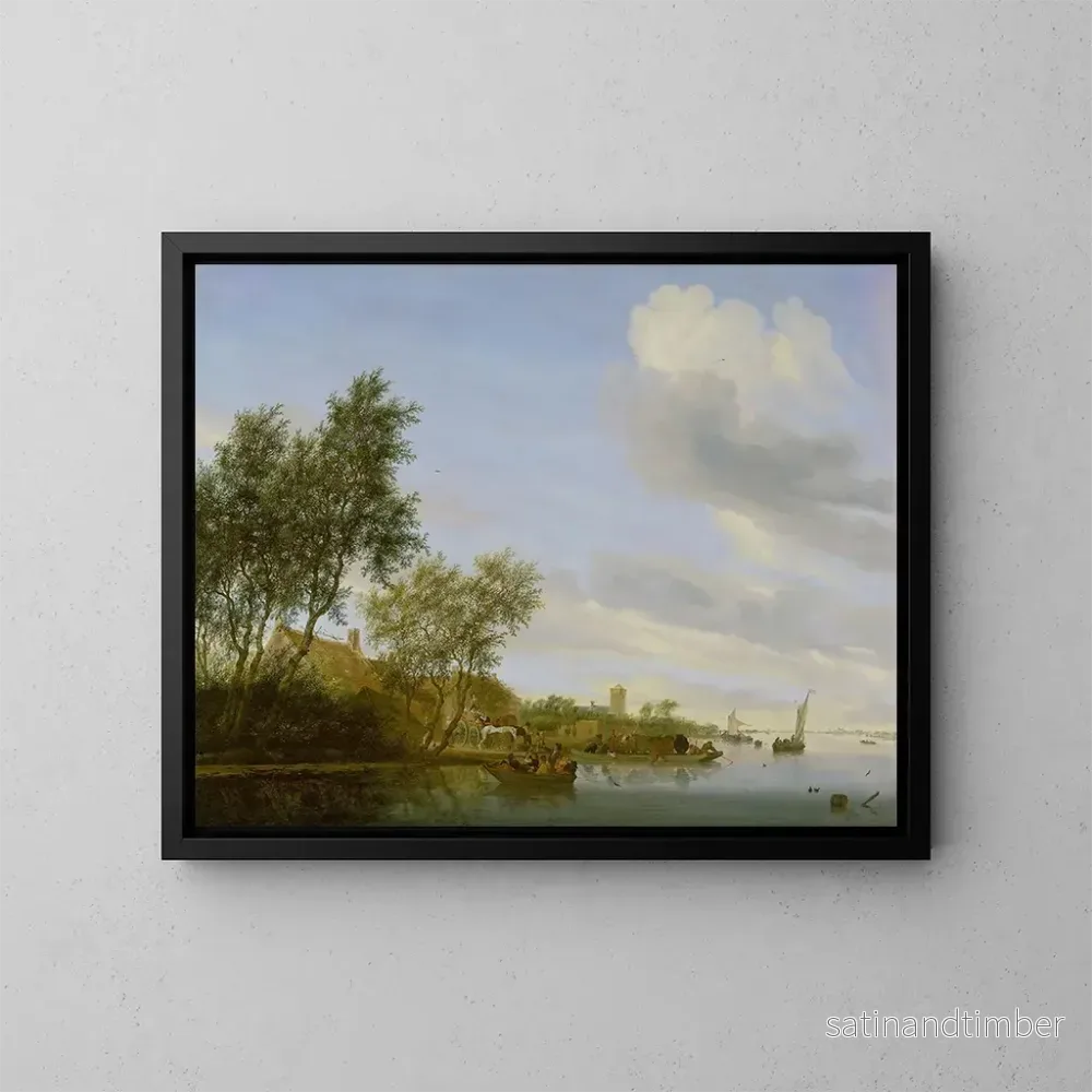 Reproduktion av målningen Landskapsflod med en båt - Jacob Salomonsz van Ruysdael
