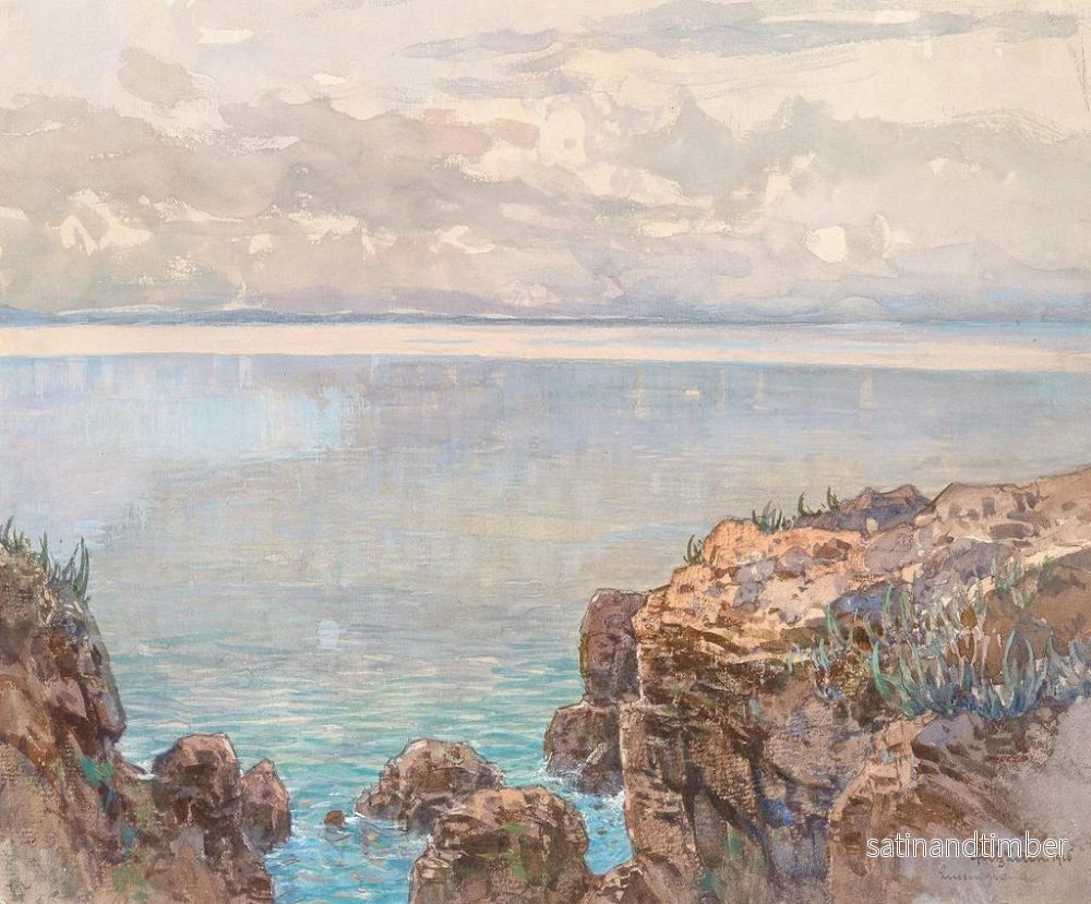 Reproduktion av målningen av klippig kust och lugn hav - Fritz Lach - Bild 2