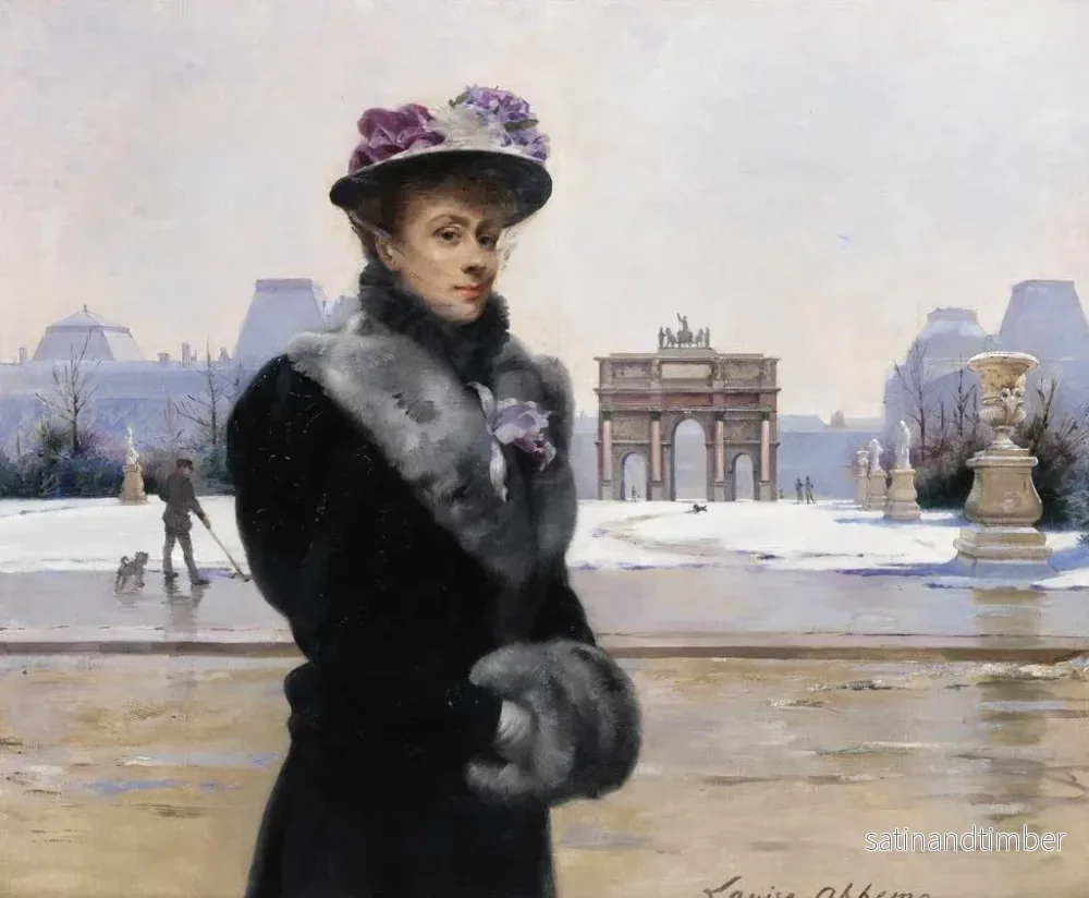 Reproduktion av målningen av vinterpromenad i Paris - Louise Abbema - Bild 2