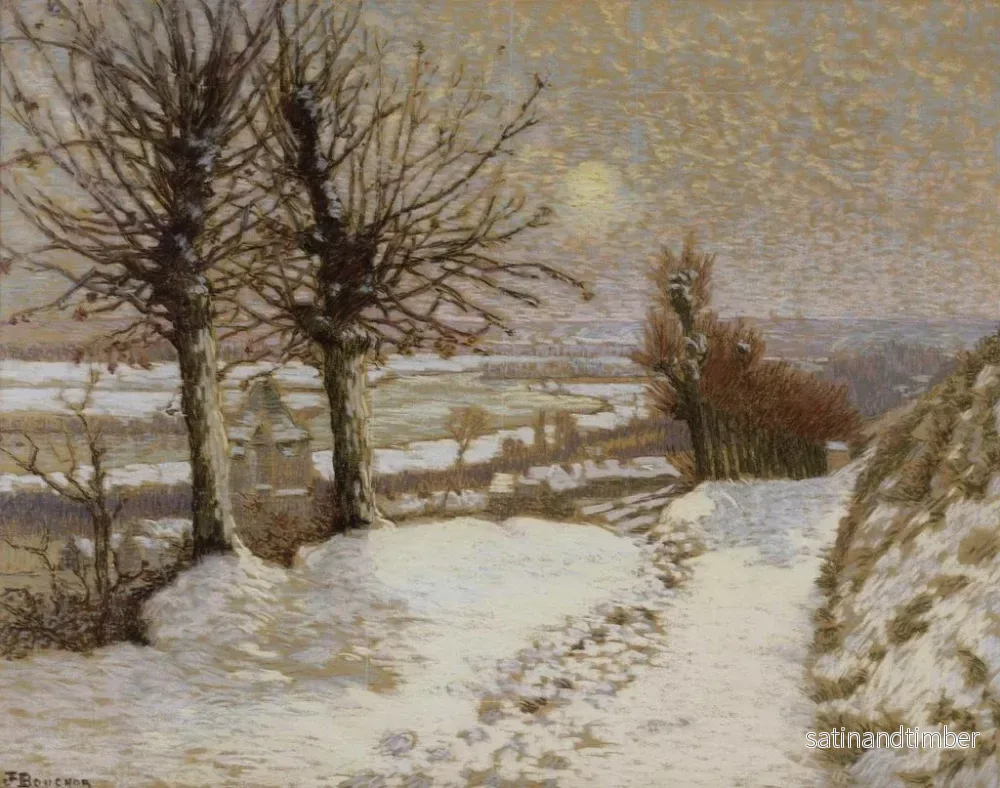 Reproduktion av målningen Landskap, sol och snö - Joseph Félix Bouchor - Bild 2