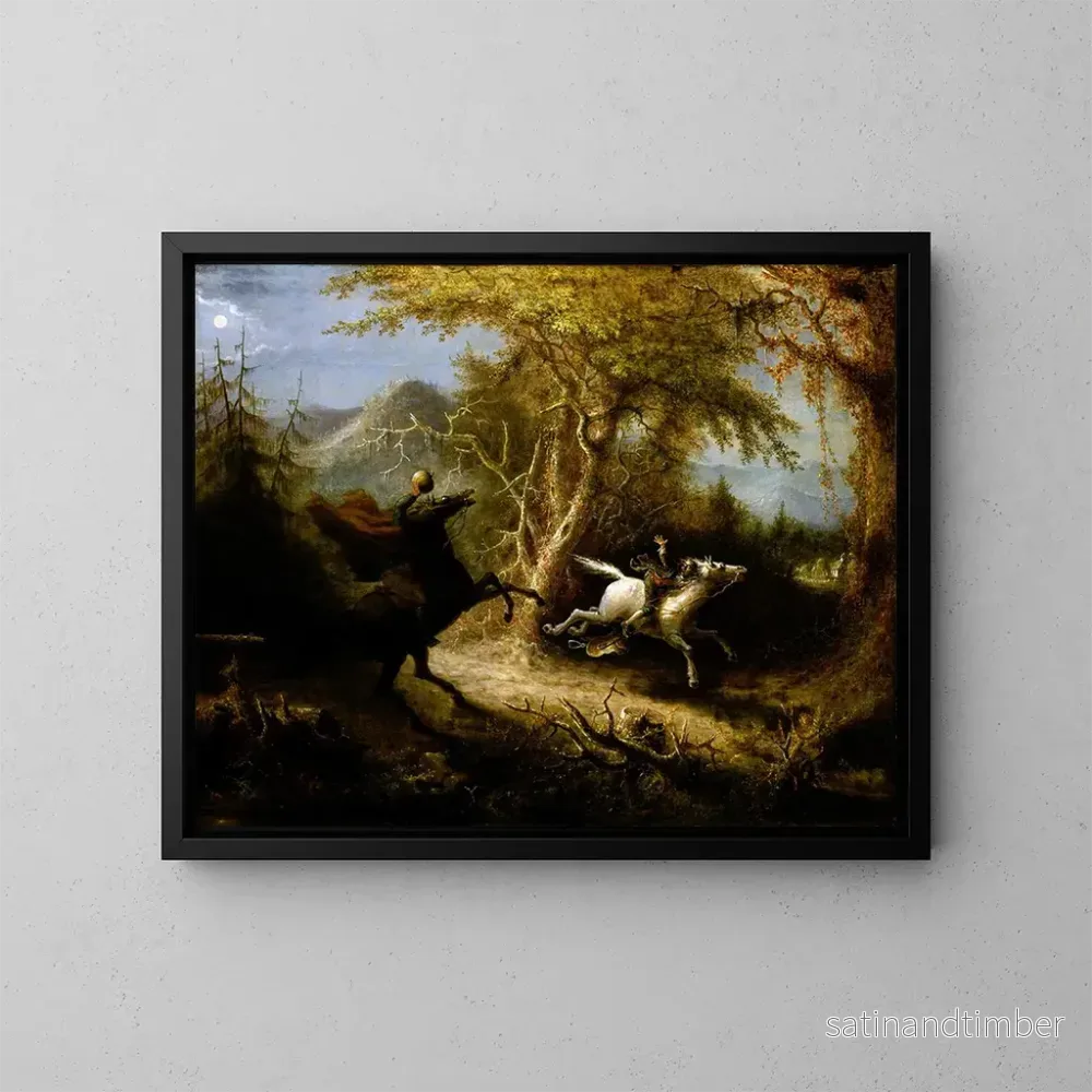 Reproduktion av målningen Le cavalier sans tête poursuivant Ichabod Crane - John Quidor